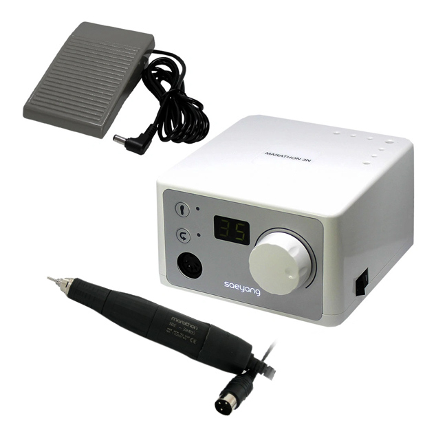 Marathon 3N - портативный микромотор с наконечником SDE-SH400, 35000 об/мин, педаль SFP-27, серебристый | Saeyang Microtech (Ю. Корея)